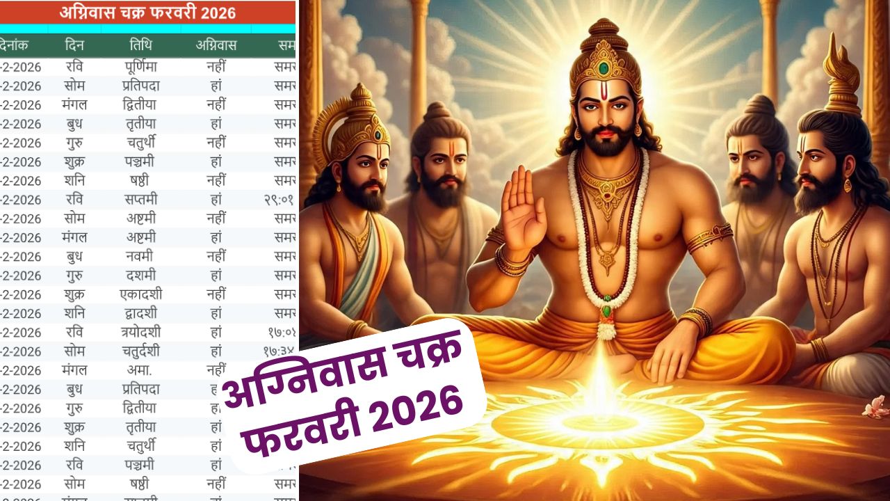 अग्नि वास चार्ट फरवरी - Agni Was February 2026